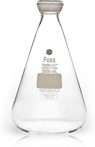 BOROSIL PUREGRIP 5021030-FLS Erlenmeyer / قوارير مخروطية مع غطاء لولبي GL45 2000 مل، 500 فلوريدا. أوقية، زجاج البورسليكات ( 0) in Saudi Arabia