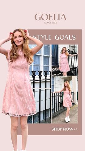 GOELIA Lace Pink Mini Dress Cheongsam Dress Chinese Qipao Dress for Women in Saudi Arabia