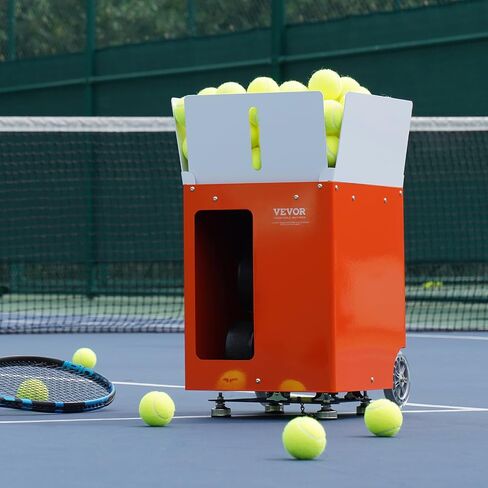 VEVOR Tennis Ball Machine, Automatic Portable Tennis Ball Launcher, 100 Balls Tennis Training Practice Thrower, 5 Motors Multi-Mode Drills, 2+ Hours Play, Rechargeable Battery, App Remote Control in Saudi Arabia