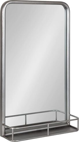 Kate and Laurel Estero Modern Radius Rectangle Mirror with Shelf, 18 x 30, Silver, Chic Industrial Iron Mirror with Durable Shelf for Storage and Display in Saudi Arabia