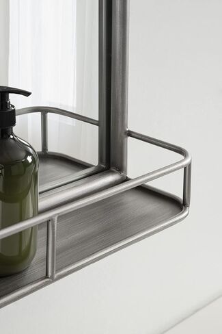 Kate and Laurel Estero Modern Radius Rectangle Mirror with Shelf, 18 x 30, Silver, Chic Industrial Iron Mirror with Durable Shelf for Storage and Display in Saudi Arabia