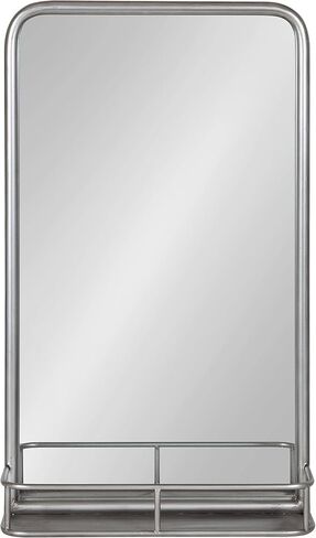 Kate and Laurel Estero Modern Radius Rectangle Mirror with Shelf, 18 x 30, Silver, Chic Industrial Iron Mirror with Durable Shelf for Storage and Display in Saudi Arabia