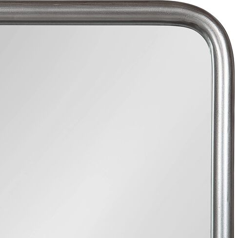 Kate and Laurel Estero Modern Radius Rectangle Mirror with Shelf, 18 x 30, Silver, Chic Industrial Iron Mirror with Durable Shelf for Storage and Display in Saudi Arabia