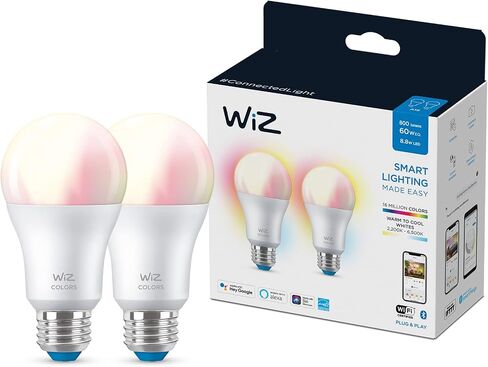 WiZ 60W A19 Daylight LED Smart Bulb - Pack of 1 - E26- Indoor - Connects to Your Existing Wi-Fi - Control with Voice or App + Activate with Motion - Matter Compatible in Saudi Arabia