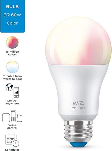 WiZ 60W A19 Daylight LED Smart Bulb - Pack of 1 - E26- Indoor - Connects to Your Existing Wi-Fi - Control with Voice or App + Activate with Motion - Matter Compatible in Saudi Arabia