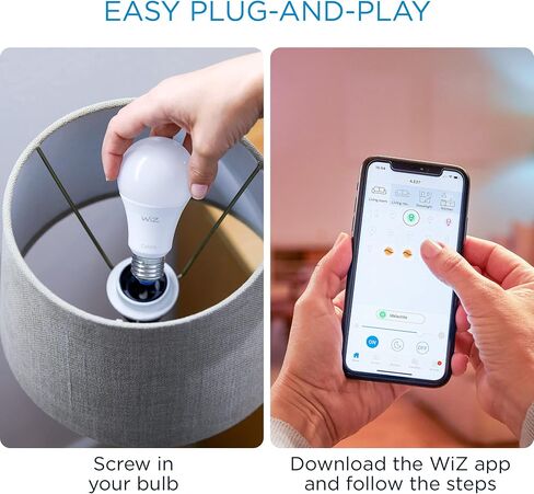 WiZ 60W A19 Daylight LED Smart Bulb - Pack of 1 - E26- Indoor - Connects to Your Existing Wi-Fi - Control with Voice or App + Activate with Motion - Matter Compatible in Saudi Arabia
