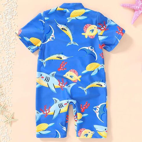 AIWUHE Baby Swimsuit Boy, Infant One Piece Rash Guard Swimwear Zipper Bathing Suit UPF 50+ Beachwear Sunsuit 0-24 Months in Saudi Arabia