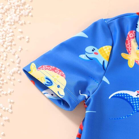 AIWUHE Baby Swimsuit Boy, Infant One Piece Rash Guard Swimwear Zipper Bathing Suit UPF 50+ Beachwear Sunsuit 0-24 Months in Saudi Arabia