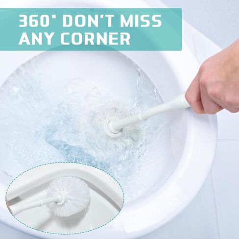 Layhit 6 Pack 14.2 Inch Toilet Brush and Holder White Toilet Bowl Brush Detachable Toilet Bowl Cleaners Commercial with 6 Pcs Clean Brush Toilet Scrubber for Bathroom Cleaning in Saudi Arabia