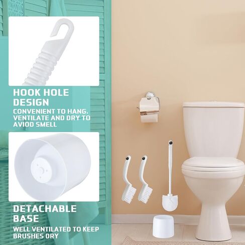 Layhit 6 Pack 14.2 Inch Toilet Brush and Holder White Toilet Bowl Brush Detachable Toilet Bowl Cleaners Commercial with 6 Pcs Clean Brush Toilet Scrubber for Bathroom Cleaning in Saudi Arabia