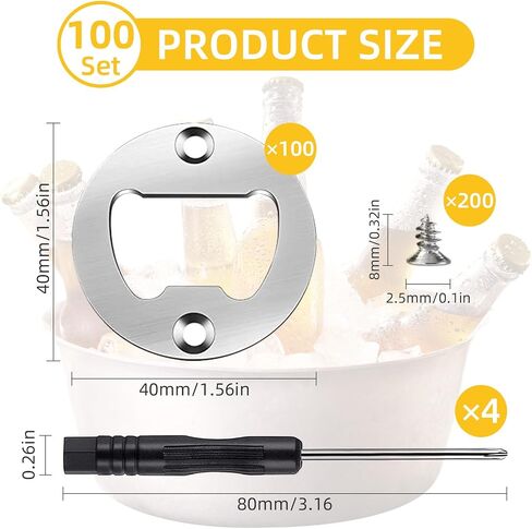 100 Set Bottle Opener Insert DIY Bottle Opener Hardware Stainless Steel Metal Bottle Opener Insert Kits Silver Resin Bottle Opener Hardware Beer Bottle Opener DIY Hardware (Silver, 100 Set) in Saudi Arabia