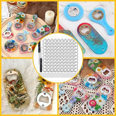 100 Set Bottle Opener Insert DIY Bottle Opener Hardware Stainless Steel Metal Bottle Opener Insert Kits Silver Resin Bottle Opener Hardware Beer Bottle Opener DIY Hardware (Silver, 100 Set) in Saudi Arabia