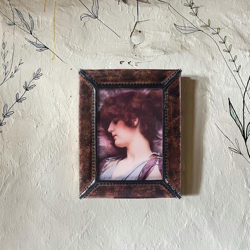 Antique 5x7 Picture Frame, Imitation Leather Hand-Crafted Resin Picture Frame with Easel, Hook & Mat, for Tabletop & Wall Gallery Photo Frames,Brown in Saudi Arabia