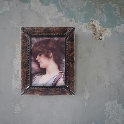 Antique 5x7 Picture Frame, Imitation Leather Hand-Crafted Resin Picture Frame with Easel, Hook & Mat, for Tabletop & Wall Gallery Photo Frames,Brown in Saudi Arabia