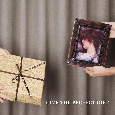 Antique 5x7 Picture Frame, Imitation Leather Hand-Crafted Resin Picture Frame with Easel, Hook & Mat, for Tabletop & Wall Gallery Photo Frames,Brown in Saudi Arabia