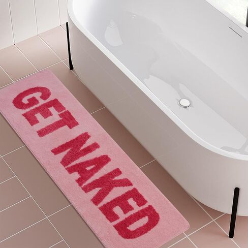Get Naked Bath Mat Runner 18"x47"Long Bathroom Rug Funny Bathroom Decor for Apartment Cute Bath Rugs Fun Shower Rugs Non Slip Soft in Saudi Arabia