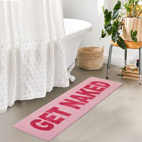 Get Naked Bath Mat Runner 18"x47"Long Bathroom Rug Funny Bathroom Decor for Apartment Cute Bath Rugs Fun Shower Rugs Non Slip Soft in Saudi Arabia