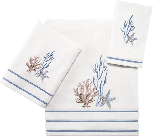 Avanti Linens - سجادة حمام، سجادة قطنية ناعمة ومقاومة للانزلاق، ديكور حمام مستوحى من الشاطئ (مجموعة ساحلية تجريدية) in Kuwait