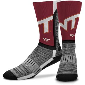 For Bare Feet NCAA Youth University Socks - Officially Licensed School Logo - Girls & Boys - Crew Style - Support your team on Game Day (Virginia Tech Hokies - Maroon, Youth One Size)