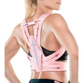 FILLOVE Posture Corrector for Women and Men with Magnetic Therapy Back Support, Strong Traction & Fully Adjustable Upper Back Brace Back Straightener for Neck, Clavicle, Spine and Shoulder Pain Relief