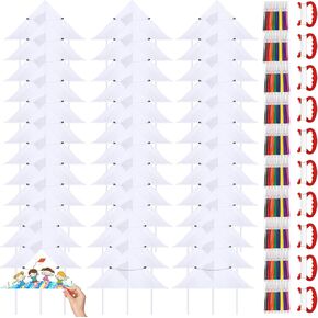 40 قطعة من الطائرات الورقية الفارغة DIY مع أقلام ألوان مائية وسلسلة طائرات ورقية مقاس 20 بوصة طائرة ورقية صيفية على الشاطئ للأطفال الصغار تزيين تلوين طائرة ورقية للأطفال صناعة الطائرات الورقية للأطفال في الهواء الطلق والألعاب والأنشطة