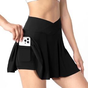 Pleated Tennis Skirts for Women with Pockets Black Skorts Golf High Waisted Athletic Skort Workout Tennis Shorts Skirt