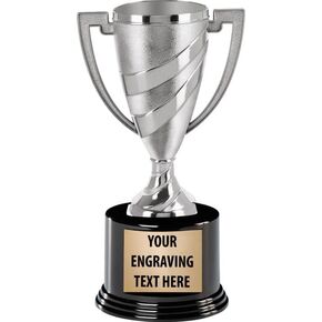 Large Cup Trophies, 9" Silver Cup Real Trophy Award with Custom Engraving Prime