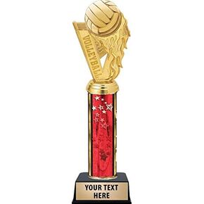Volleyball Fireball Trophies - Red Stars Volleyball Fireball Trophy Award with Customized Engraving Prime