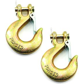 GRIPON (Pack of 2) 3/8 Inch Safety Hook with Latch Forged G70 18,000 Lb Capacity