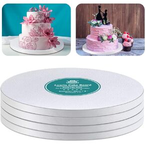 White Cake Drums Round 6 Inch Cake Boards with 1/2-Inch Thick Smooth Edges for Multi Tiered Birthday Wedding Party Cakes Drum Board