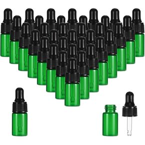 PATIKIL 10ml Glass Dropper Bottle, 36Pcs Leakproof Essential Oils Sample Liquid Perfume Container with Eye Dropper for Storage Travel, Green
