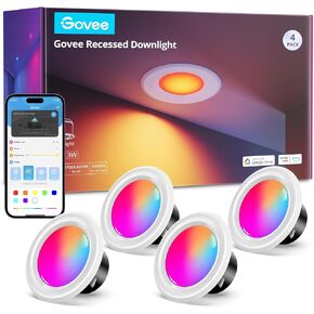 Govee Smart Retrofit Recessed Lighting 6 Inch, Wi-Fi Bluetooth Direct Connect RGBWW Retrofit Can Lights, 65 Scene Modes, Works with Alexa & Google Assistant, 1000 Lumens, 4 Pack