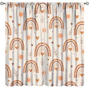 Children's Rainbow Curtains, Bohemian Style Rainbow Sun Star Plant, Bedroom Living Room Kitchen Nursery 21" W x 45" L