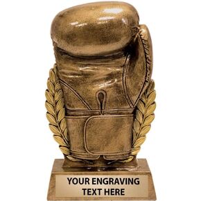 Crown Awards 7" Boxing Glove Wreath Sculpture, Highly Detailed Resin Boxing Trophies with Customized Engraving Prime