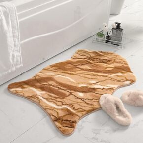 Cute Cow Bathroom Rug, 24''×47'' Animal Skin Soft and Thick Bath Mat, Faux Funny Rabbit Fur Area Rug, Non-Slip Bathroom Decor, Absorbent Flocked Carpet for Living Room Bathtub (Coffee)