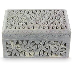 NOVICA Honeysuckle Soapstone Jewelry Box