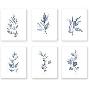 XUOIAYNB Watercolor Minimalist Leaves Wall Art Print- Living Room or Bedroom Decor, Modern Botanical Plant Canvas Print (Set of 6), Unframed, 8X10 inch 2