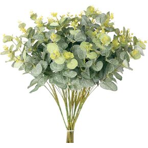 Tifuly ينبع الأوكالبتوس الاصطناعي 4 قطع فروع خضراء لمسة حقيقية وهمية أوراق الدولار الفضي باقات نباتات وهمية للمنزل مكتب محور الزفاف DIY الحرفية الديكور in Kuwait