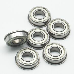 6 Pcs FR8ZZ Flanged Ball Bearing 1/2x1-1/8x5/16 Inch, Double Shielded Chrome Steel, ABEC-3 Replacement Wheel Bearings for Wheelbarrow Lawnmower Truck Axle Use