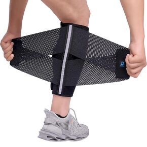 Calf Brace Compression for Torn Calf Muscle fit Men & Women, Innovative 2 Layer Elastic Calf Support Bandage for Legs adds Extra Pressure for Strain, Swelling, Cramps, Varicose Vein -S/M
