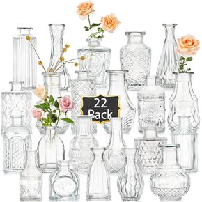 Bud Vases Set of 22, Vases for Centerpieces, Small Vase for Flowers, Bud Glass Vases in Bulk for Rustic Wedding Decorations, Home Centerpiece Table Decorations, Bridal Shower, Powder Rooms. in Saudi Arabia