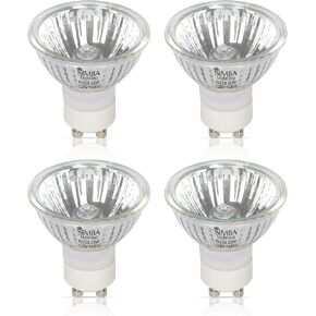 Simba Lighting 25W NP5 Candle Warmer ETC Replacement Light Bulb (4 Pack) Halogen GU10 120V for Wax Melt, Tart Burner, Recessed, Track Lighting, MR16 JDR with Glass Cover, Dimmable, Warm White 2700K