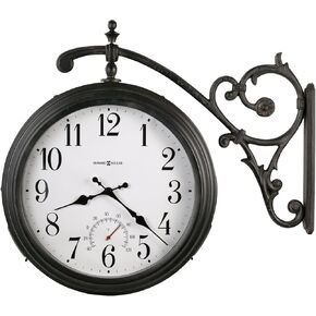 Howard Miller Luis Wall Clock 625-358 ? Indoor/Outdoor Double-Sided Timepiece, Decorative Wall Bracket, Swivels for Maximum Visibility, Quartz Movement