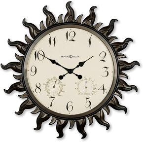 Howard Miller Sunburst II Wall Clock 625-543 ? Indoor/Outdoor Metal Frame with Quartz Movement