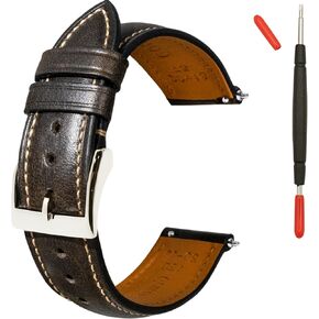 Gomvadr Quick Release Leather Watch Band 14mm 16mm 18mm 19mm 20mm 21mm 22mm 24mm,Vintage Oil-tanned Pull-up Men's Watch Bands Replacement Watch Straps for Men Women