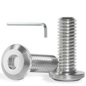 VGBUY M8-1.25 x 10 mm 65Pcs Flat Head Hex Socket Cap Screws Bolts,304 Stainless Steel 18-8,Full Thread,Hex Spanner Included (VG30119)