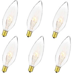 40 Watt Clear Candelabra Base (E12) 110V_120V,Flame Shaped Incandescent Chandelier Light Bulbs,Dimmable, Warm White (6)