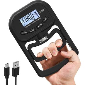 396lbs / 180kg Grip Strength Trainer, Rechargeable Electronic Hand Dynamometer, Digital Grip Strength Tester with LCD Display, Adjustable Hand Grip Dynamometer Hand Exercisers for Strength