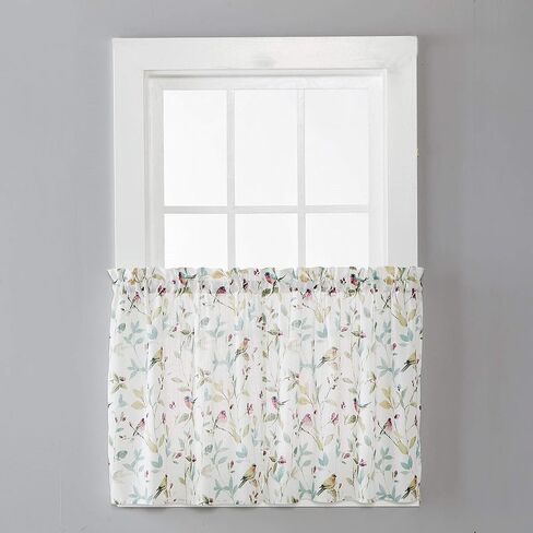 SKL Home by Saturday Knight Ltd. Aviary Curtain Tier Pair, 54 Inches x 24 Inches, Pastels in Saudi Arabia