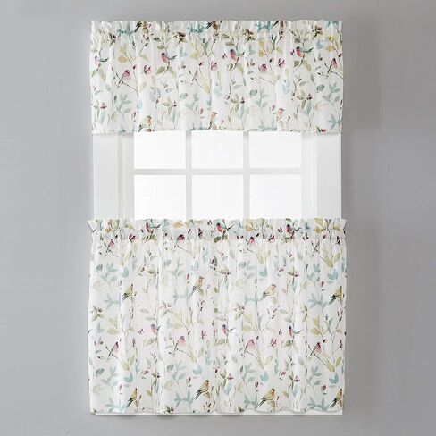 SKL Home by Saturday Knight Ltd. Aviary Curtain Tier Pair, 54 Inches x 24 Inches, Pastels in Saudi Arabia